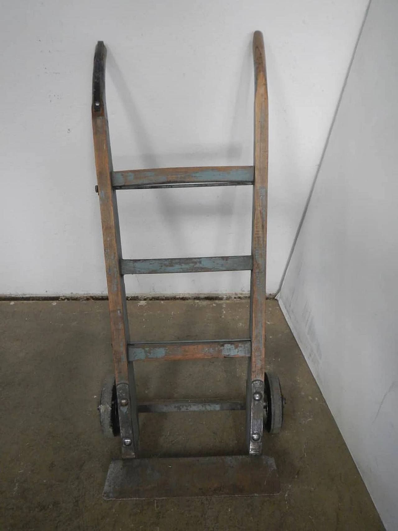 Industrial trolley made of oak and iron, 1950s 1405877