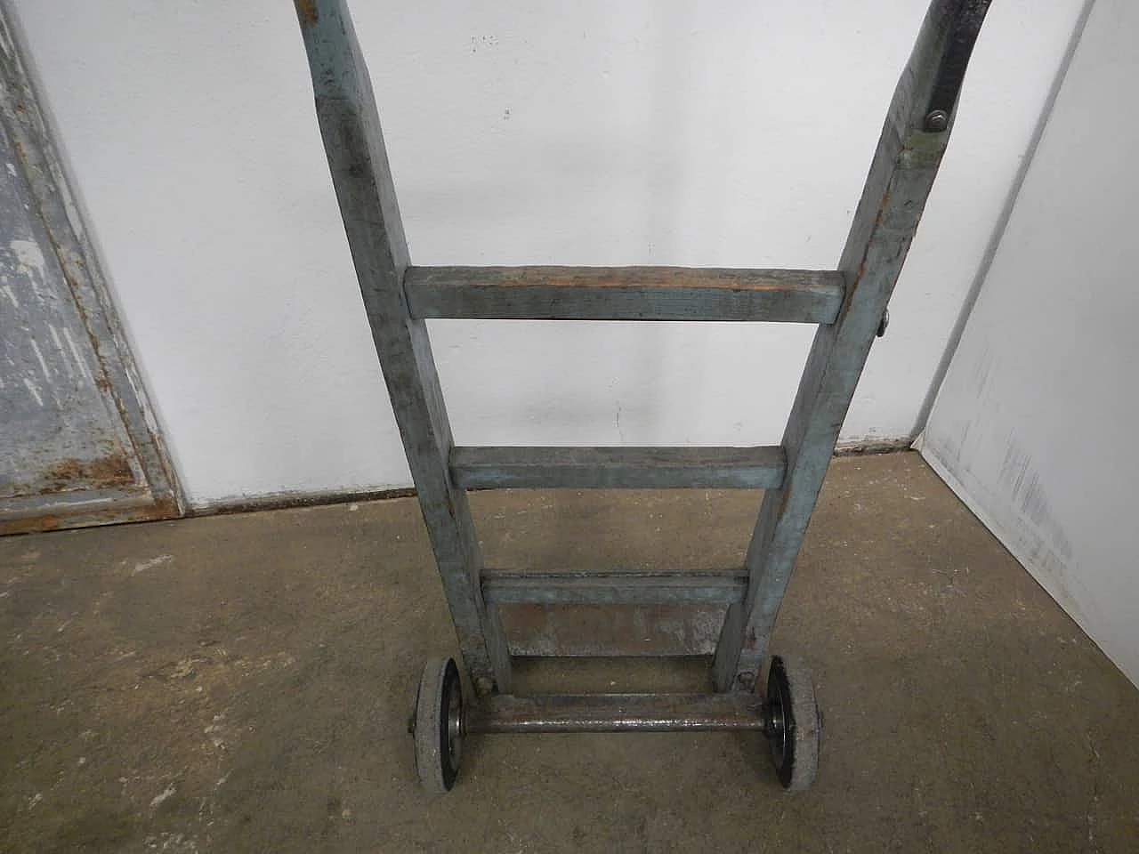 Industrial trolley made of oak and iron, 1950s 1405880