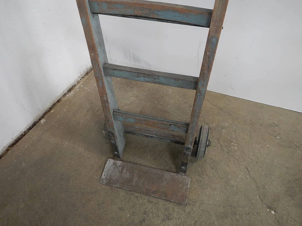 Industrial trolley made of oak and iron, 1950s 1405885