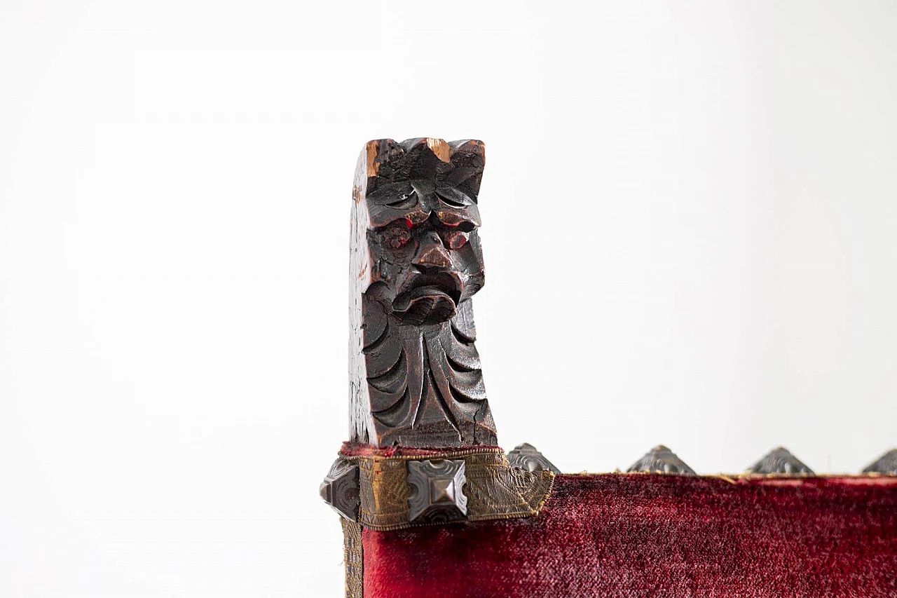 Sedia antica in noce e velluto, del '500 1406008