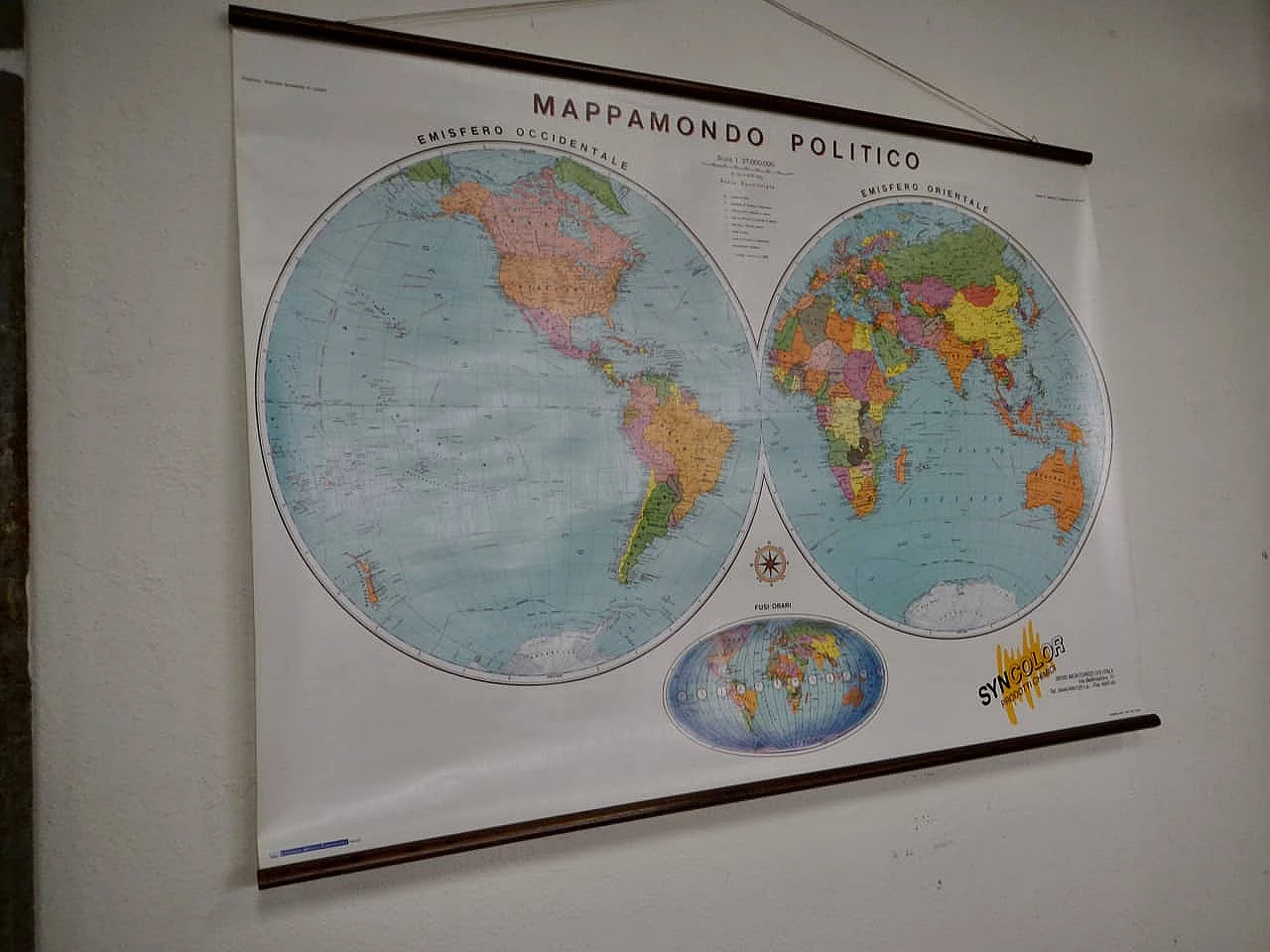 World map by Litografica Firenze, 1980s 1406217