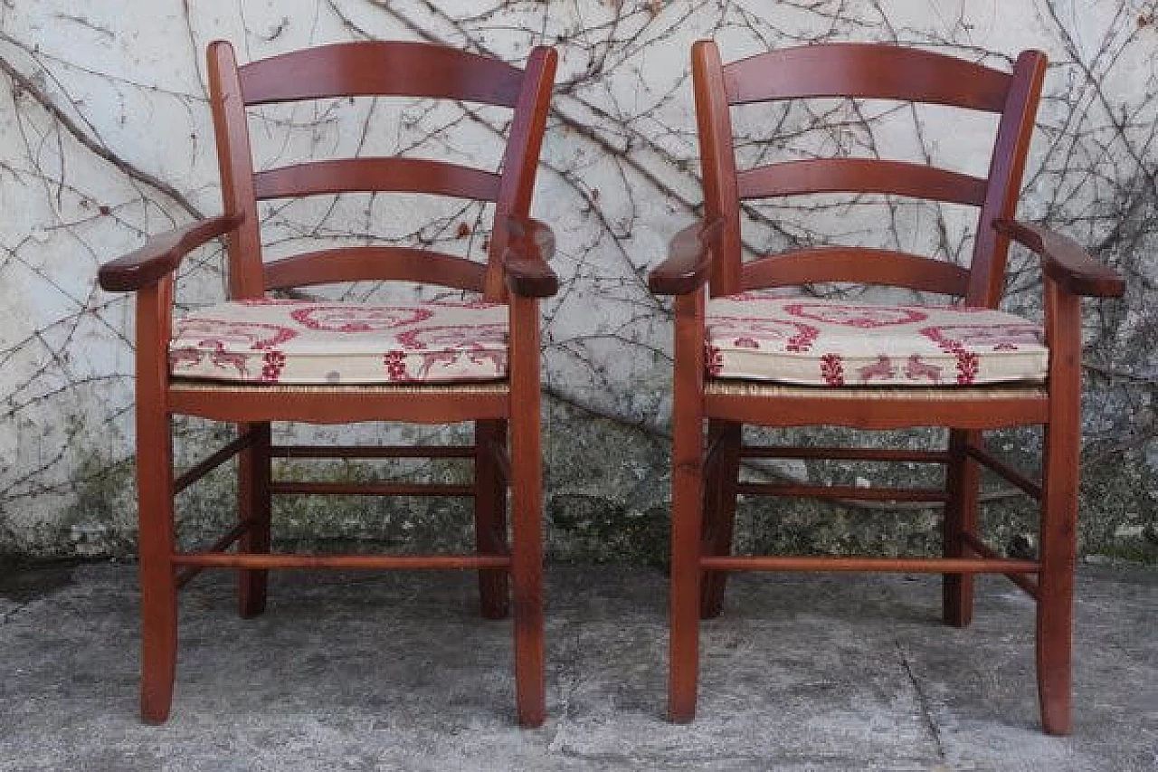 Pair of wooden chairs with straw seat, 1990s 1406477