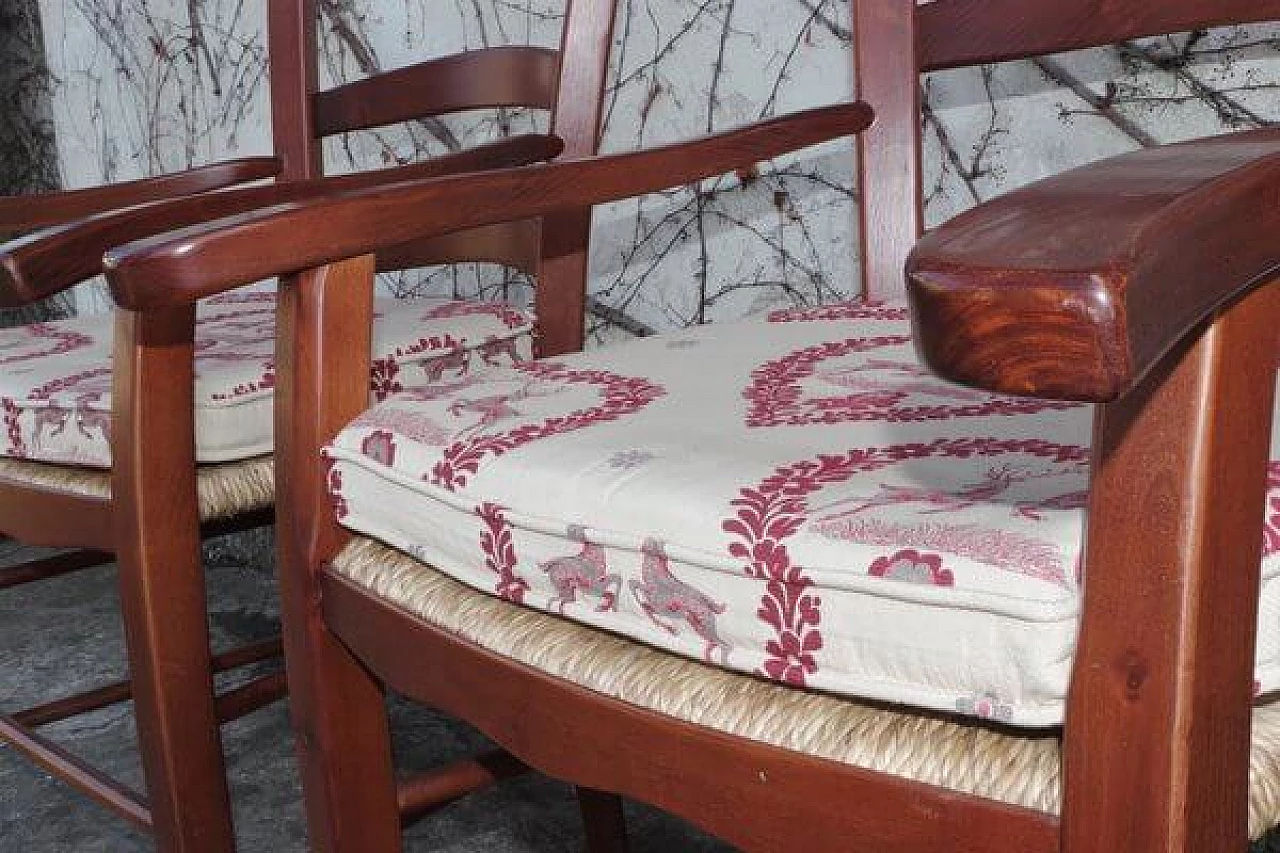 Coppia di sedie in legno con seduta in paglia, anni '90 1406479