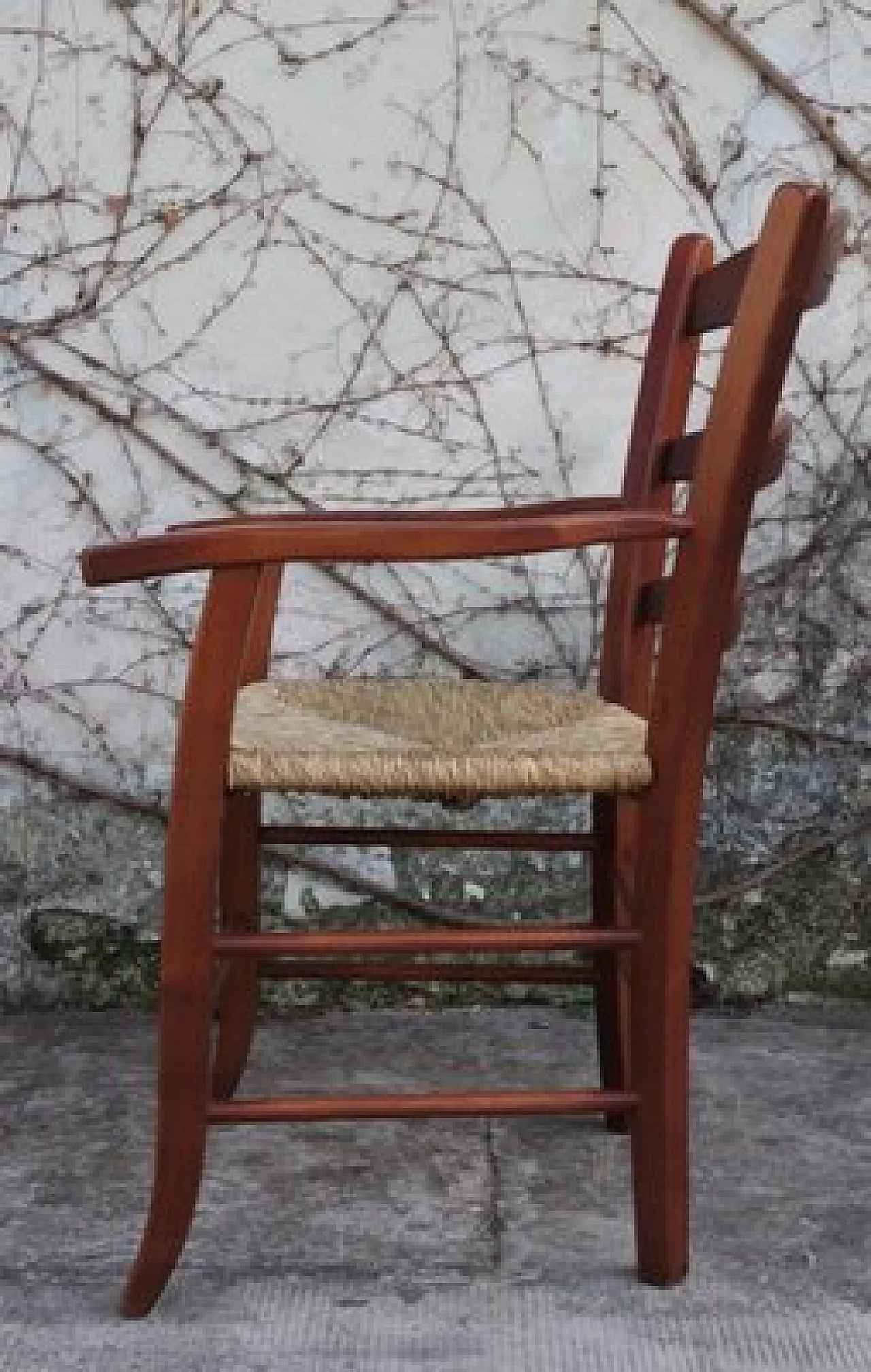 Coppia di sedie in legno con seduta in paglia, anni '90 1406496