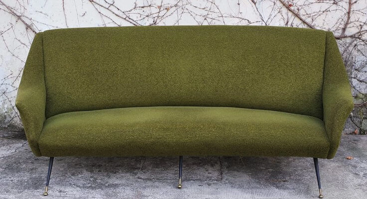 Green cotton and wool curved sofa by Gigi Radice for Minotti, 1950s 1406512