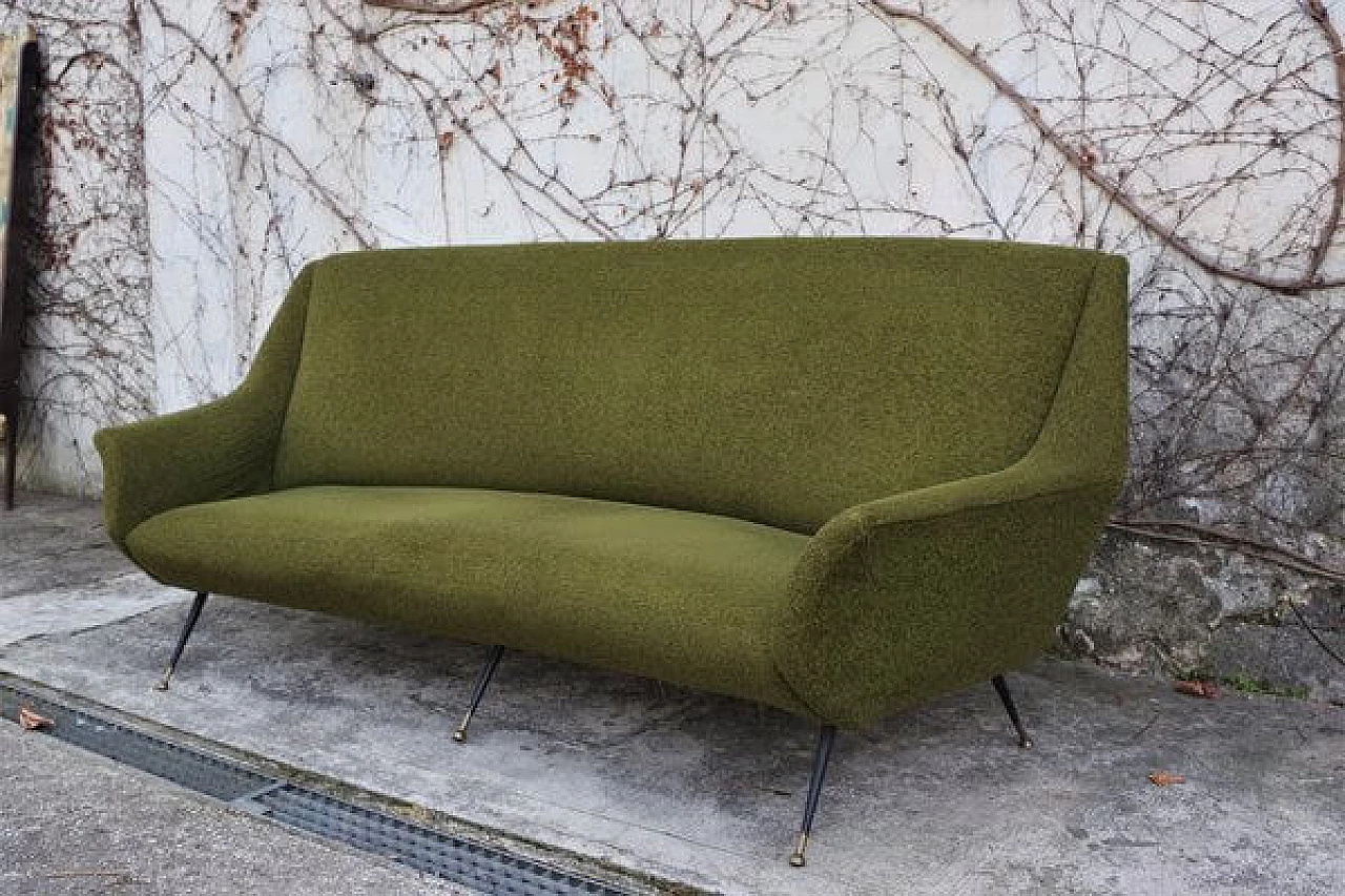Green cotton and wool curved sofa by Gigi Radice for Minotti, 1950s 1406518