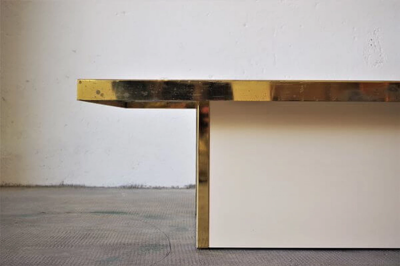 Wood and brass coffee table, 1970s 1406521