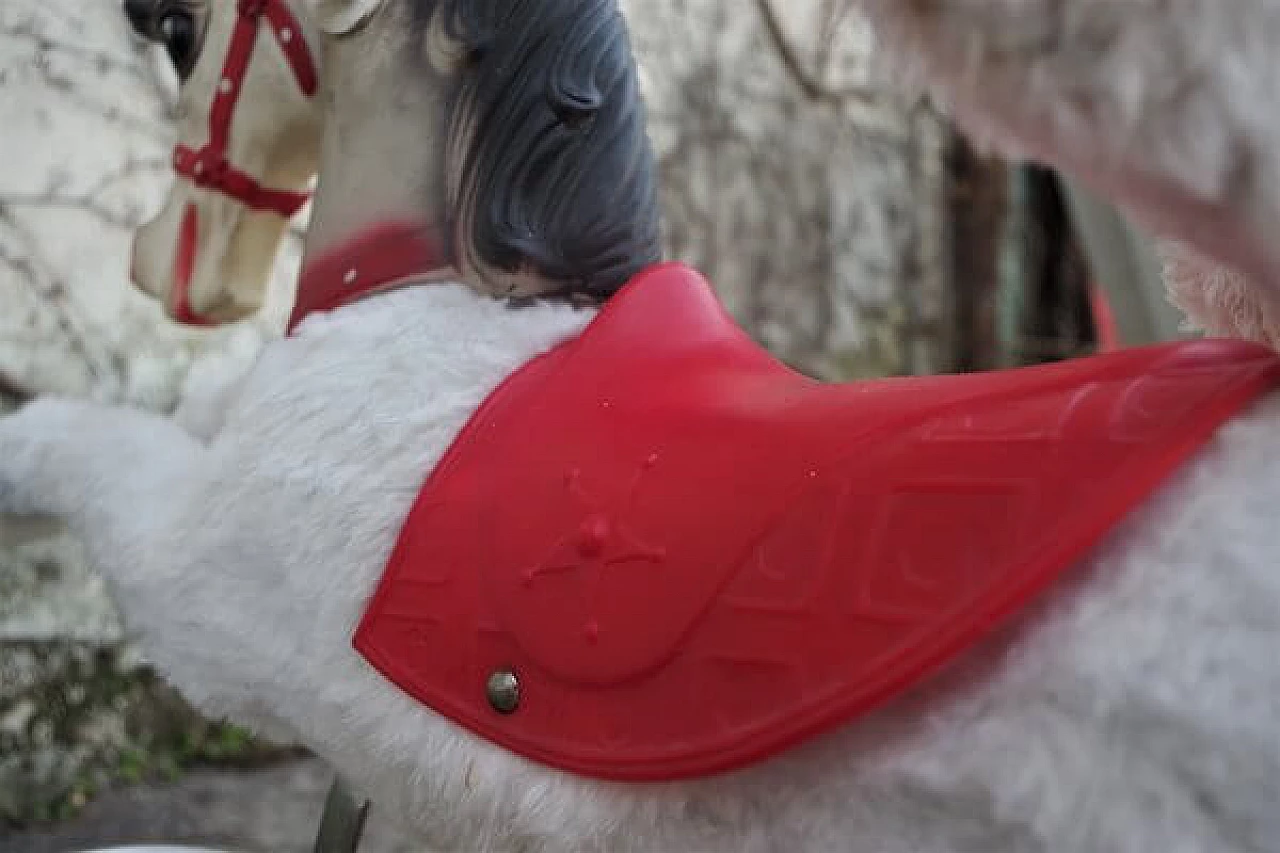 Cavallo a dondolo italiano Eurotoys in legno e plastica, anni '70 1406522