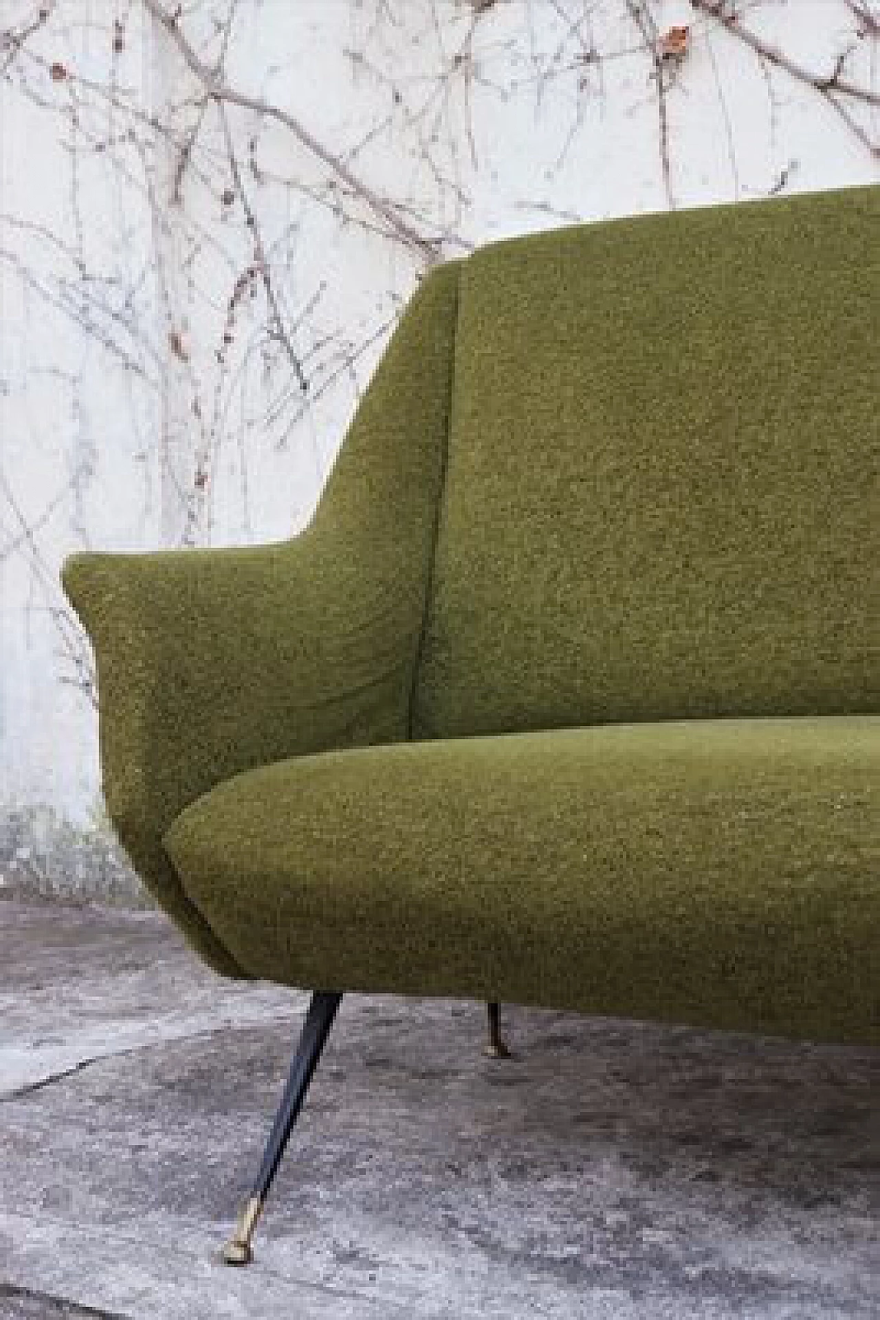 Green cotton and wool curved sofa by Gigi Radice for Minotti, 1950s 1406522