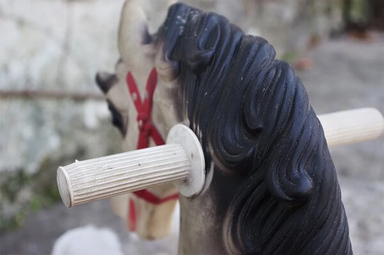 Cavallo a dondolo italiano Eurotoys in legno e plastica, anni '70 1406526