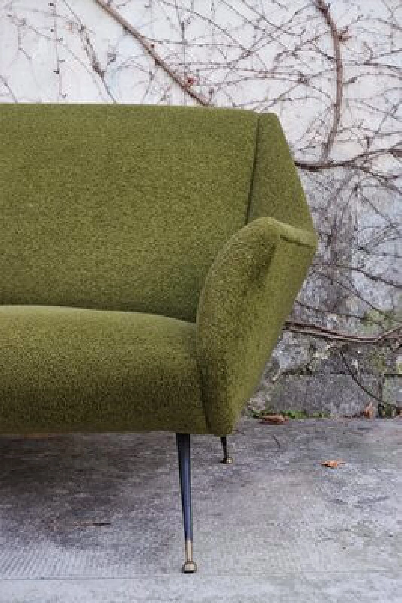 Green cotton and wool curved sofa by Gigi Radice for Minotti, 1950s 1406528