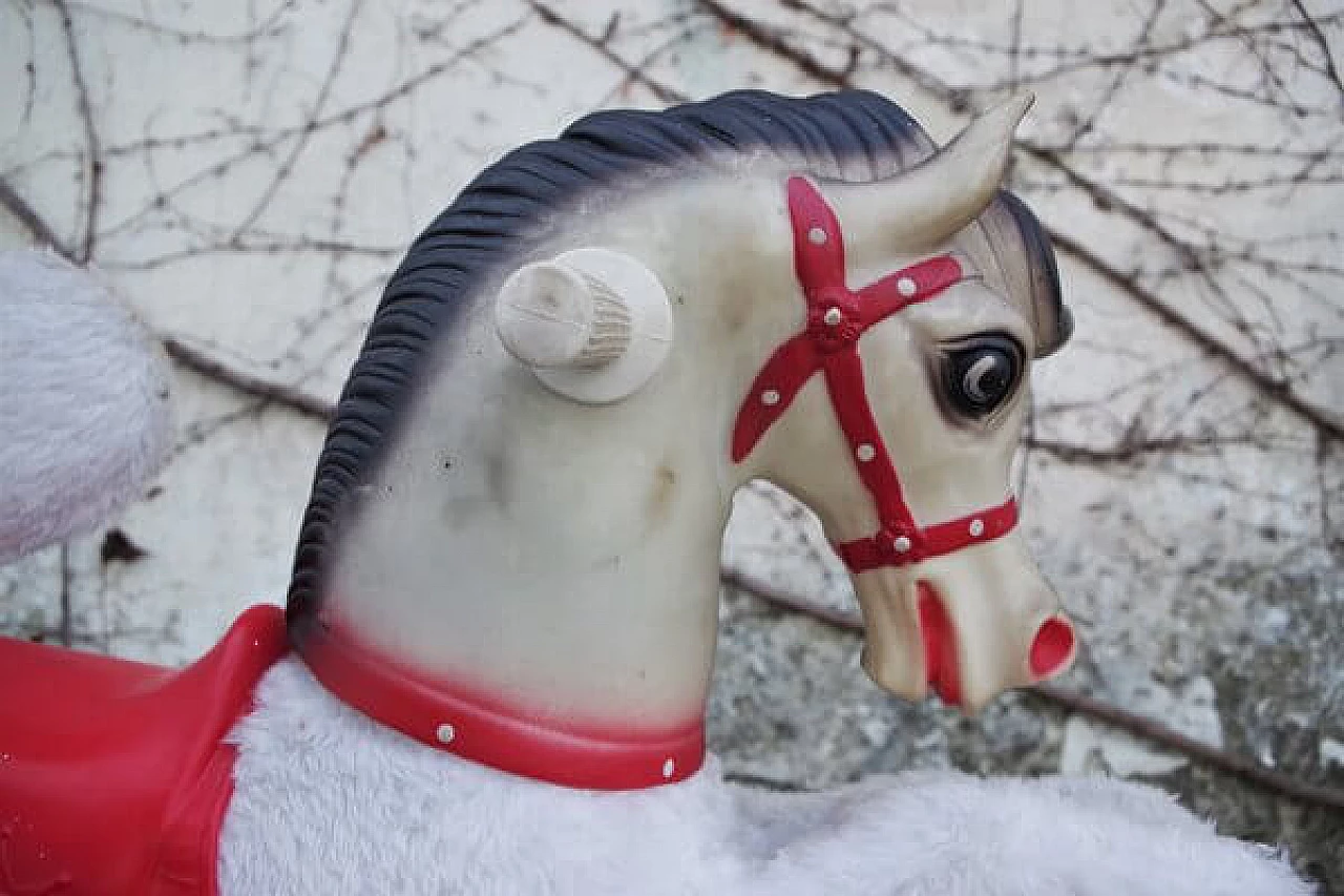 Cavallo a dondolo italiano Eurotoys in legno e plastica, anni '70 1406538