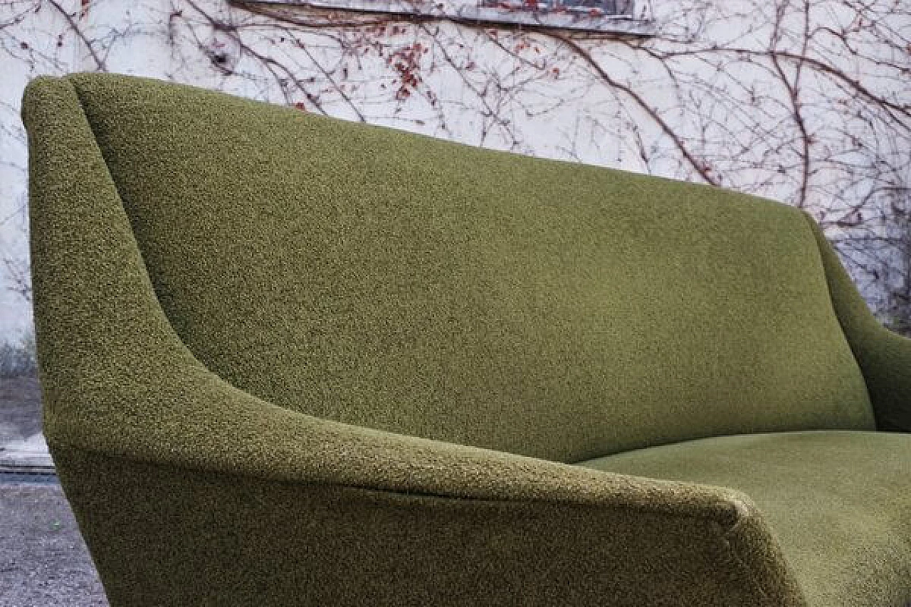 Divano curvo in cotone e lana verde di Gigi Radice per Minotti, anni '50 1406545