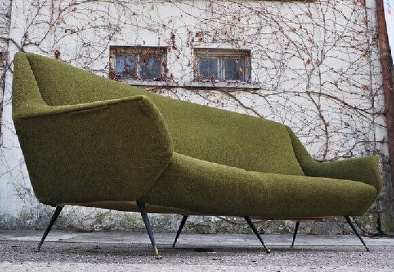 Green cotton and wool curved sofa by Gigi Radice for Minotti, 1950s 1406547