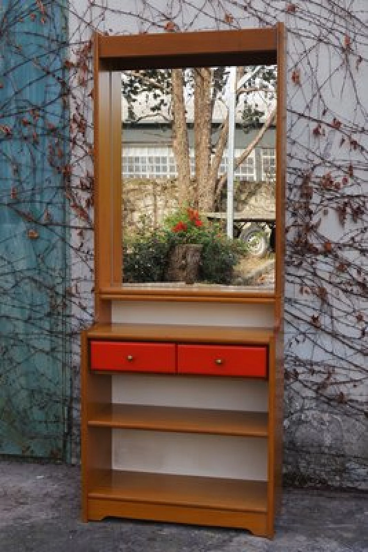 Beech sideboard with mirror and coat rack, 1970s 1406552