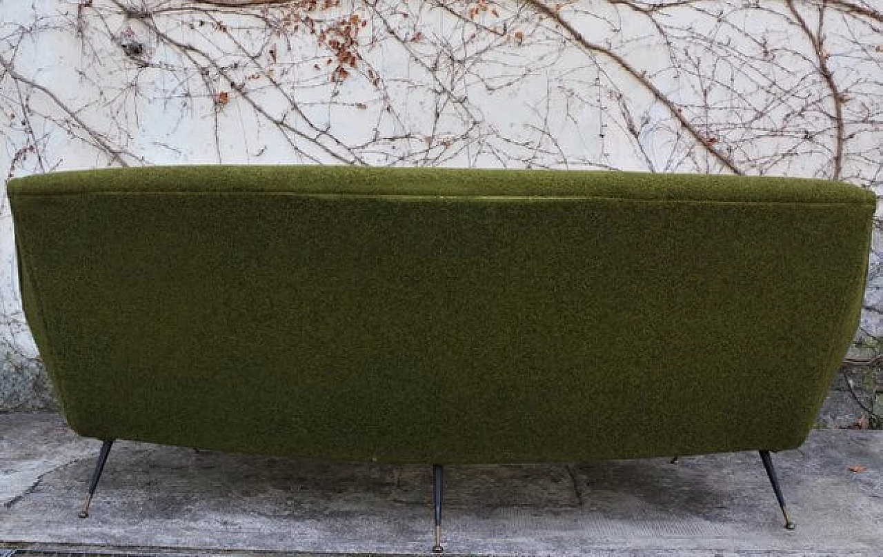 Divano curvo in cotone e lana verde di Gigi Radice per Minotti, anni '50 1406554