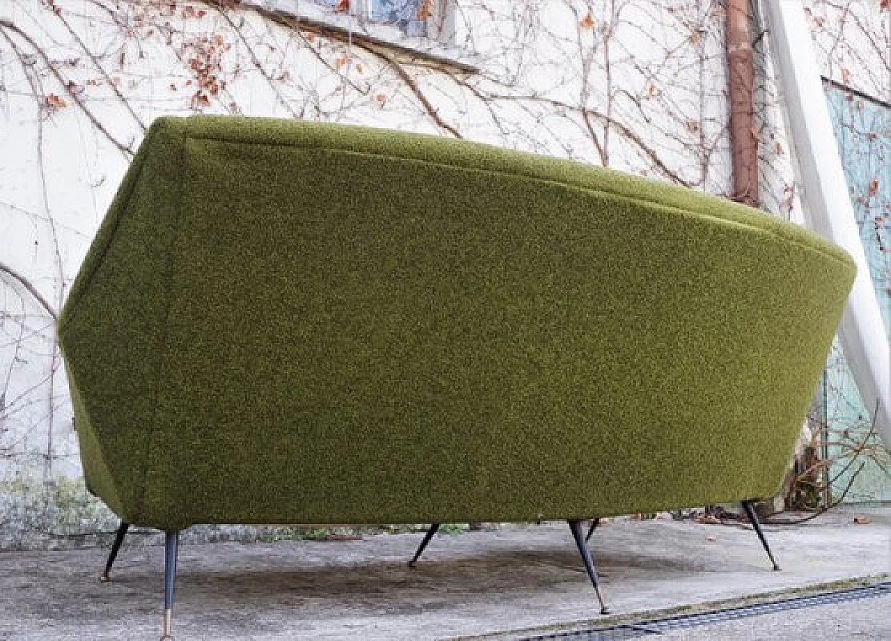 Green cotton and wool curved sofa by Gigi Radice for Minotti, 1950s 1406557