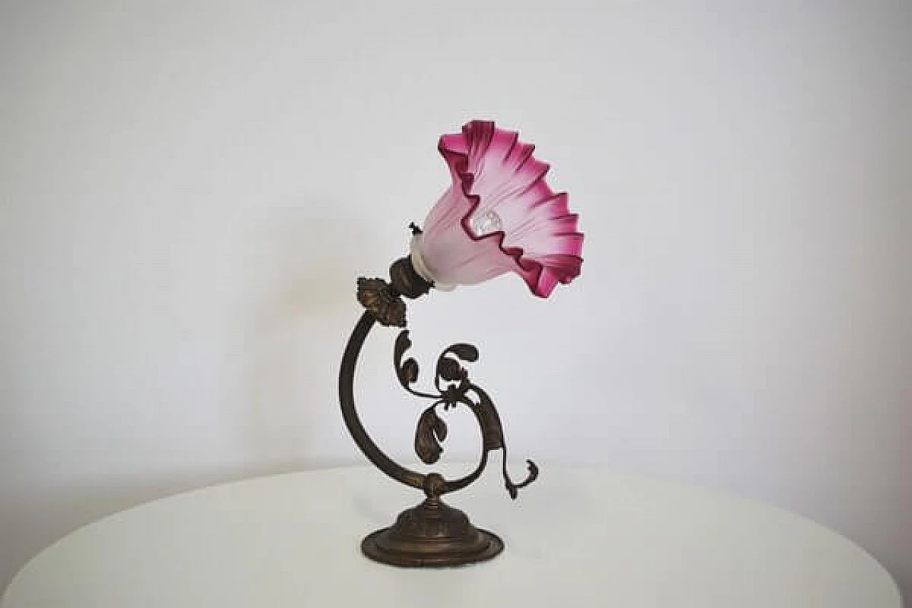 Flower-shaped stained glass wall lamp, 1950s 1406640