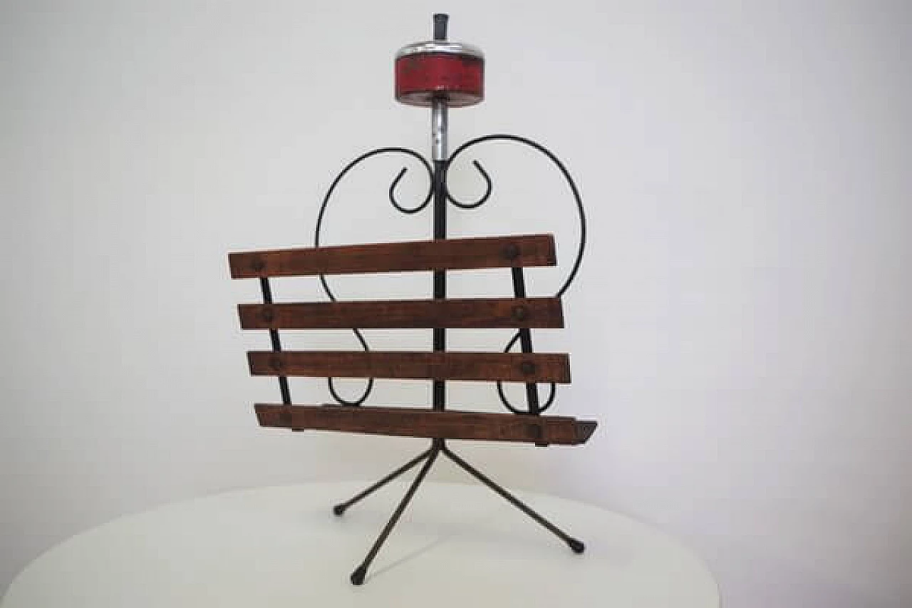 Combined wood and iron ashtray and magazine rack, 1950s 1406656