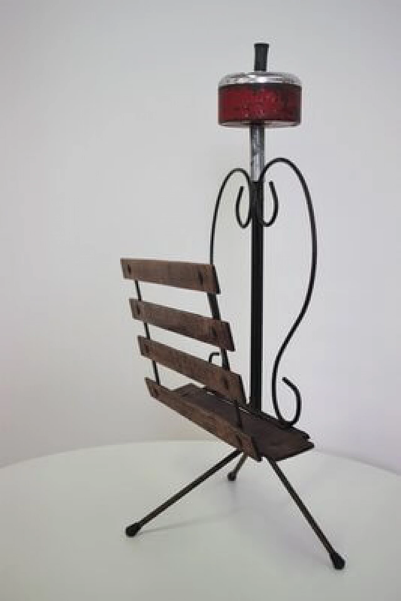 Combined wood and iron ashtray and magazine rack, 1950s 1406666