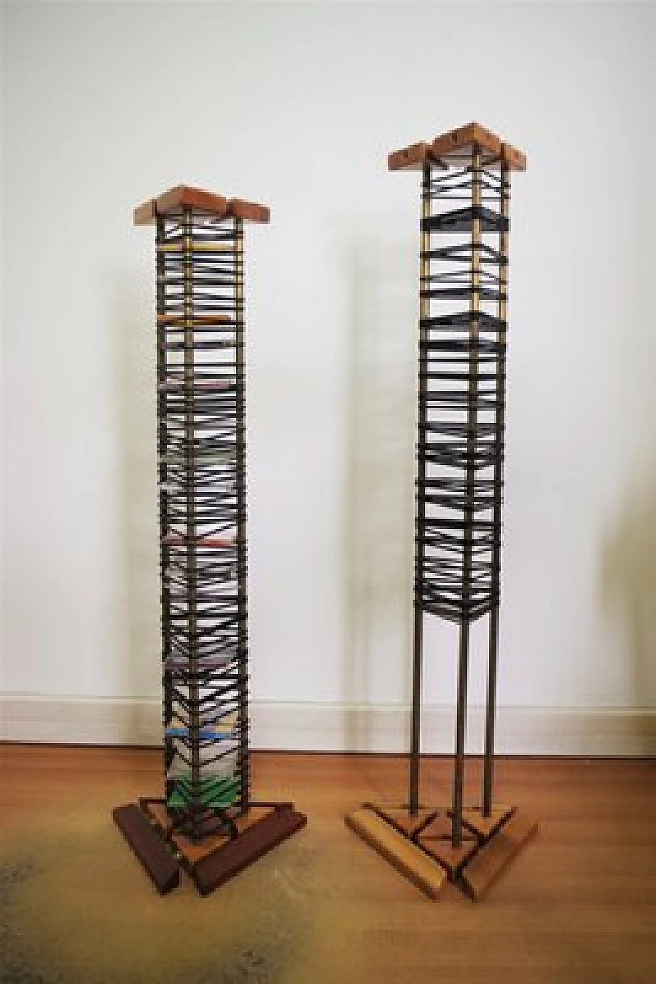 Pair of handmade CD rack columns, 1980s 1406667