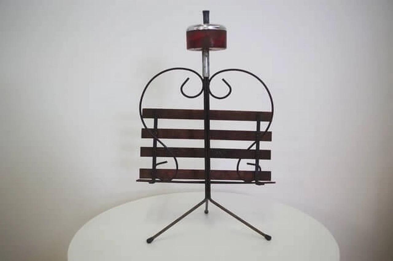 Combined wood and iron ashtray and magazine rack, 1950s 1406672