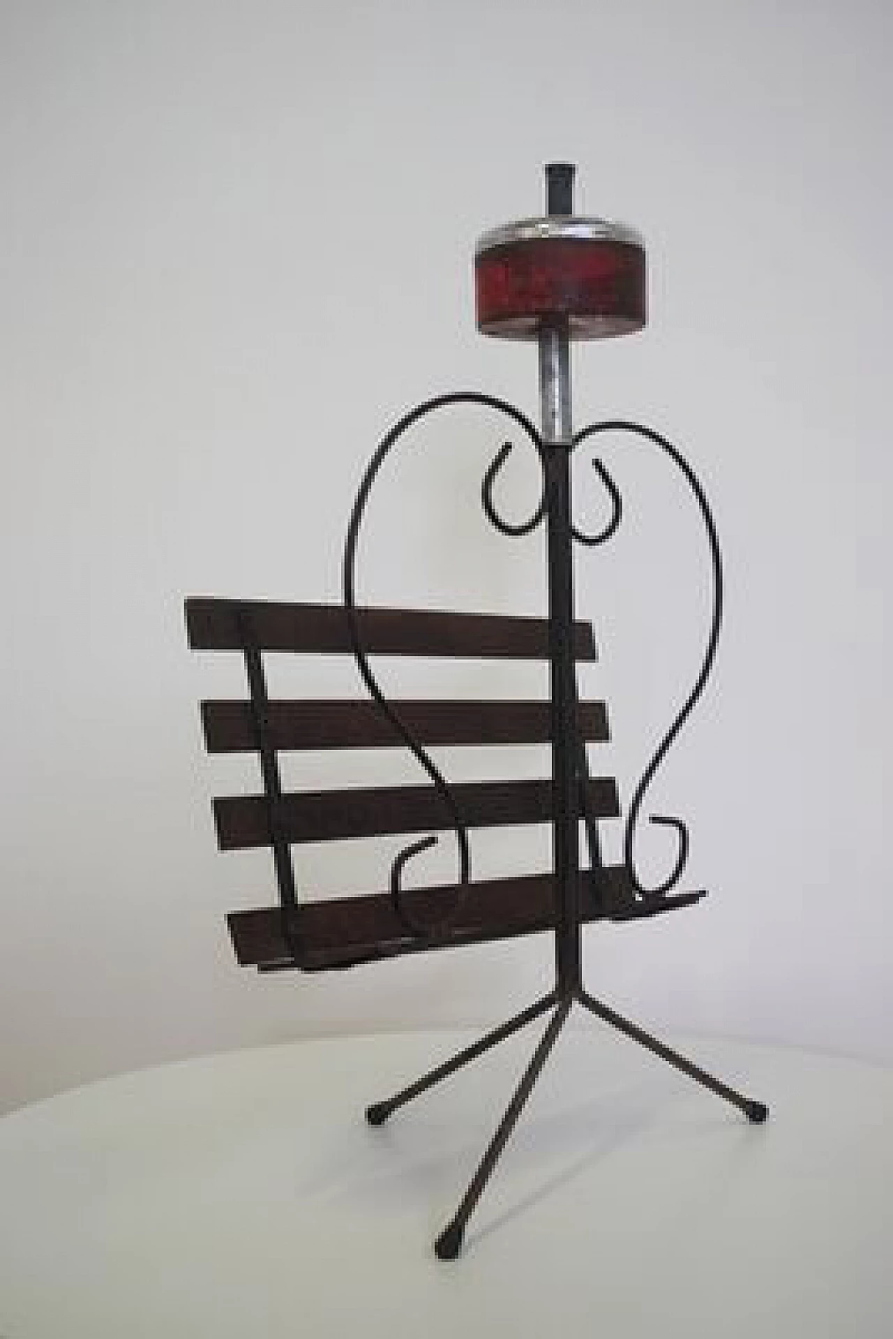 Combined wood and iron ashtray and magazine rack, 1950s 1406675