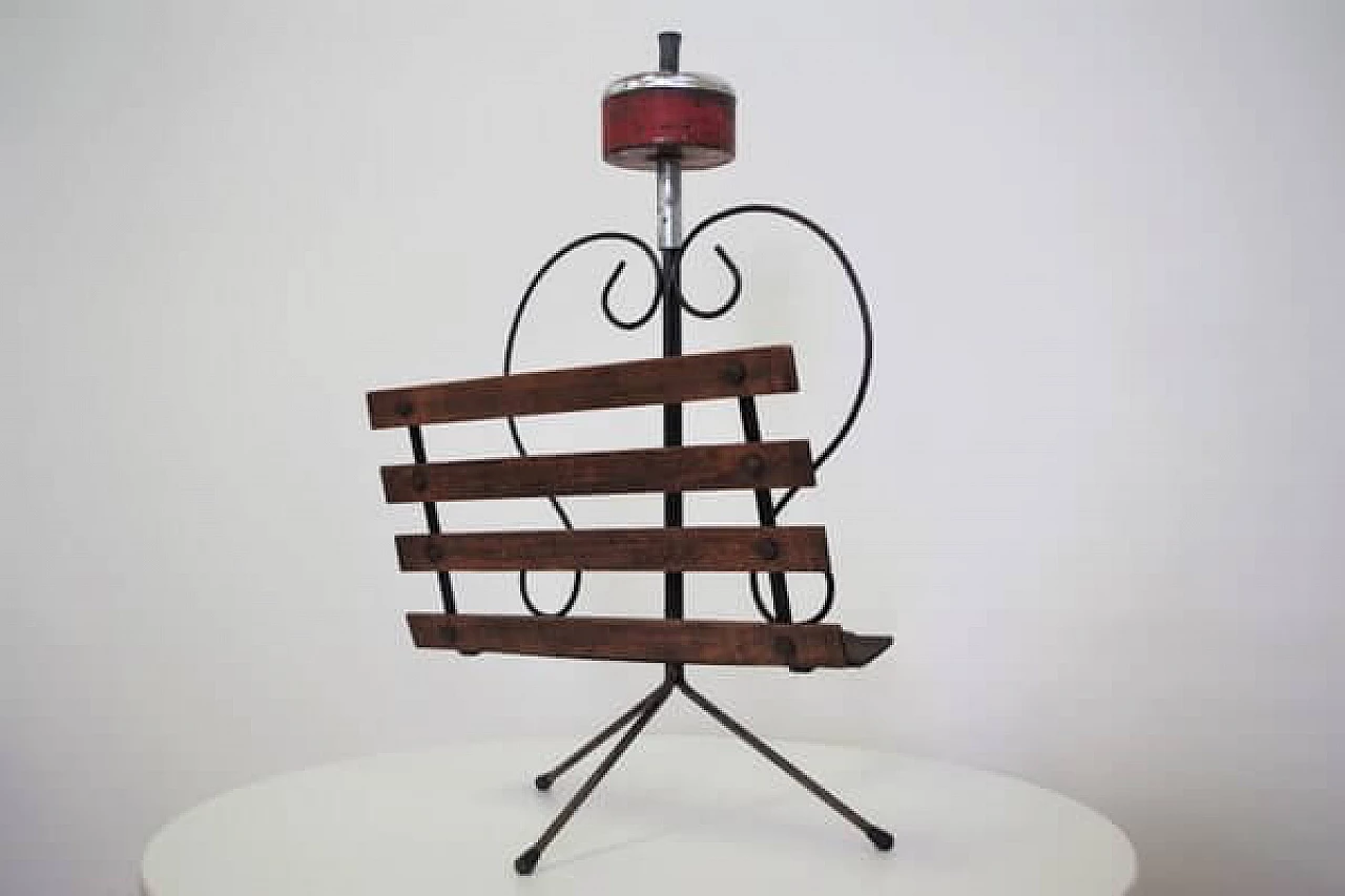 Combined wood and iron ashtray and magazine rack, 1950s 1406682