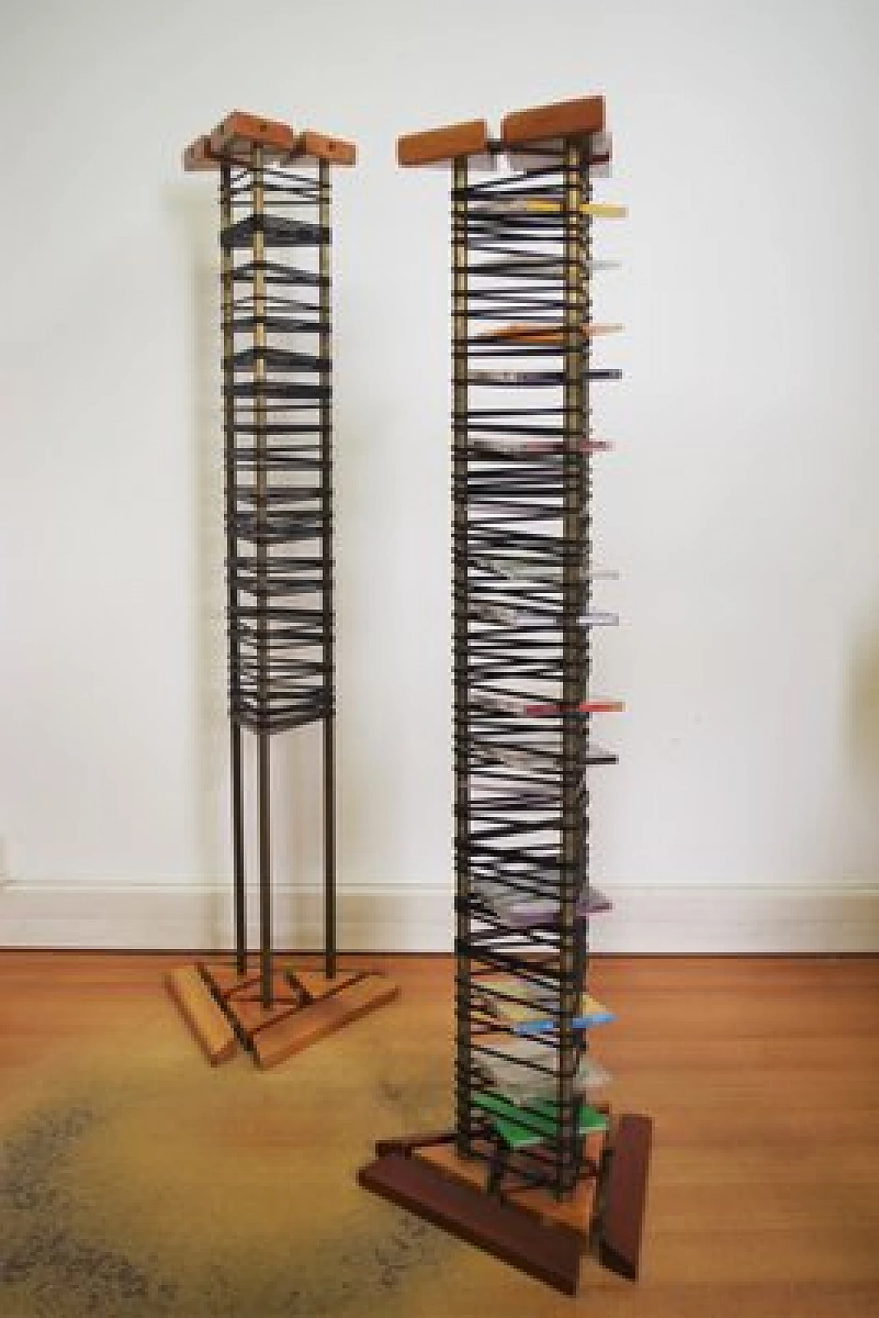 Pair of handmade CD rack columns, 1980s 1406682