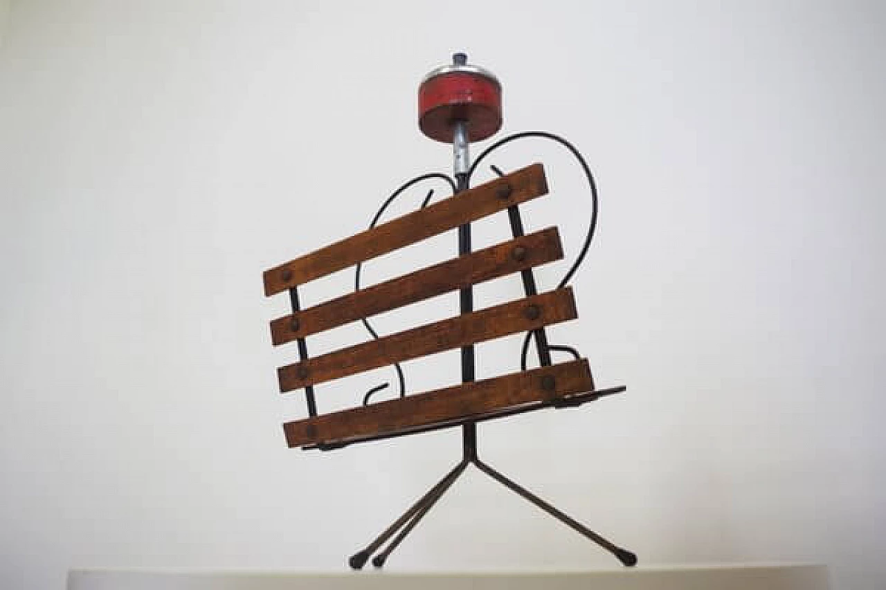 Combined wood and iron ashtray and magazine rack, 1950s 1406684