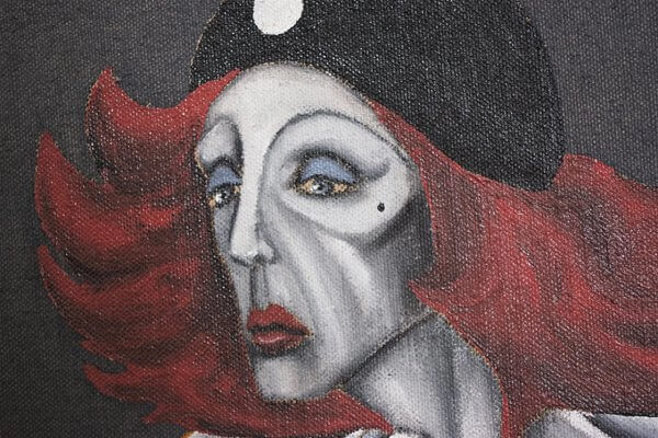 Dipinto di donna con burattino, anni '70 1406738