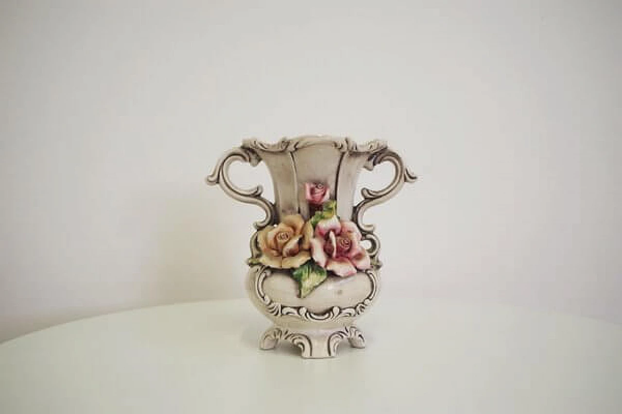 Capodimonte porcelain pitcher with floral decoration, 1940s 1406744