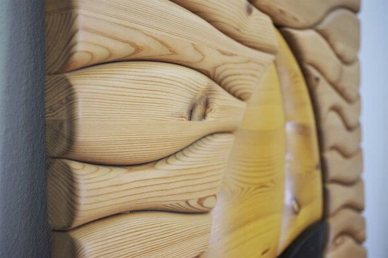 Carved pine wood painting with boat, 2000s 1406758