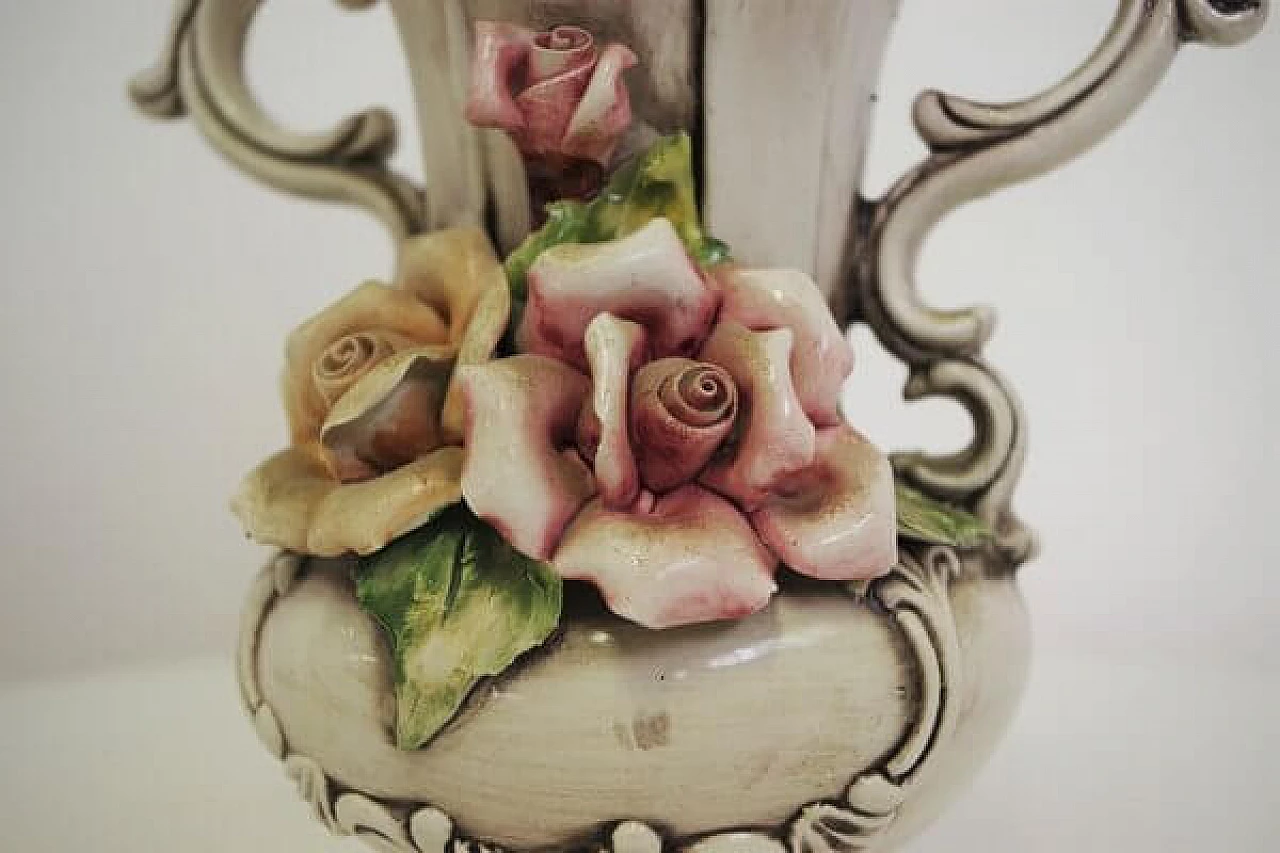 Capodimonte porcelain pitcher with floral decoration, 1940s 1406763