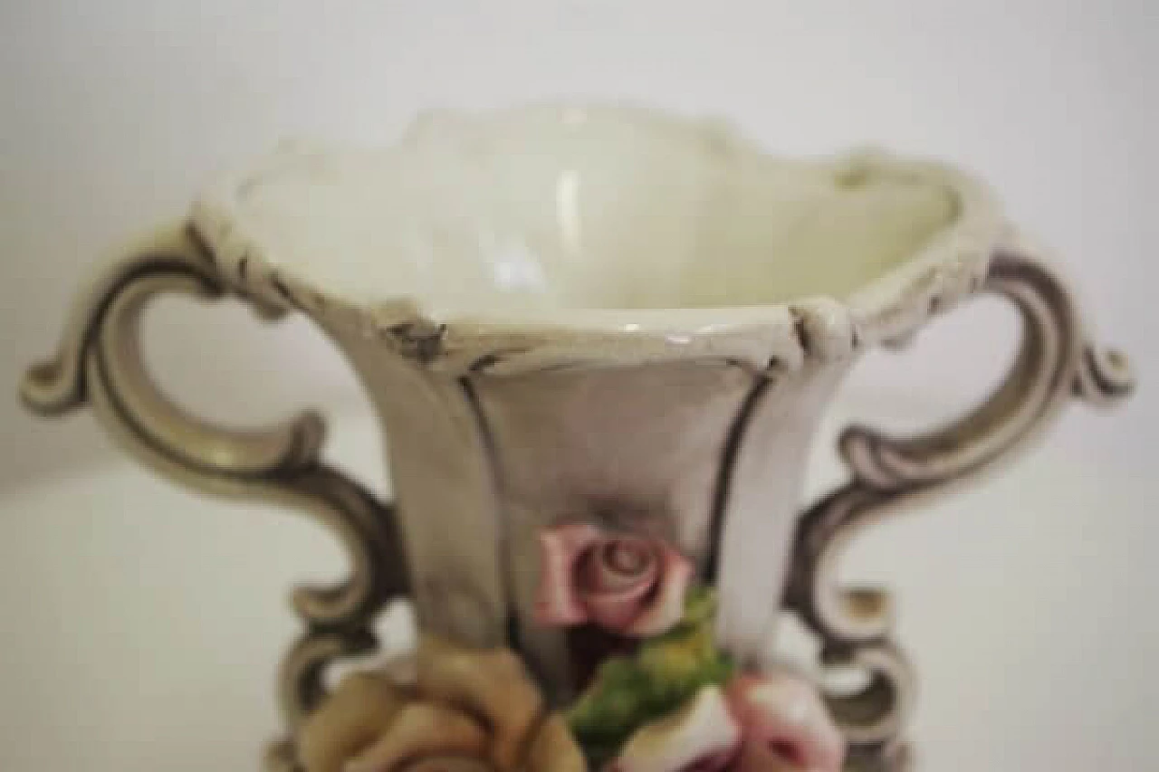 Capodimonte porcelain pitcher with floral decoration, 1940s 1406770