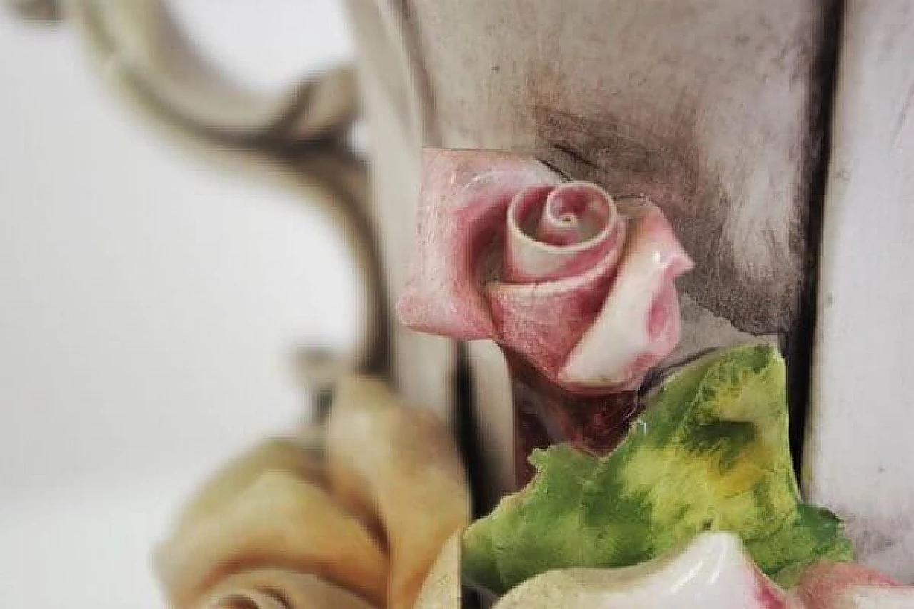 Capodimonte porcelain pitcher with floral decoration, 1940s 1406788