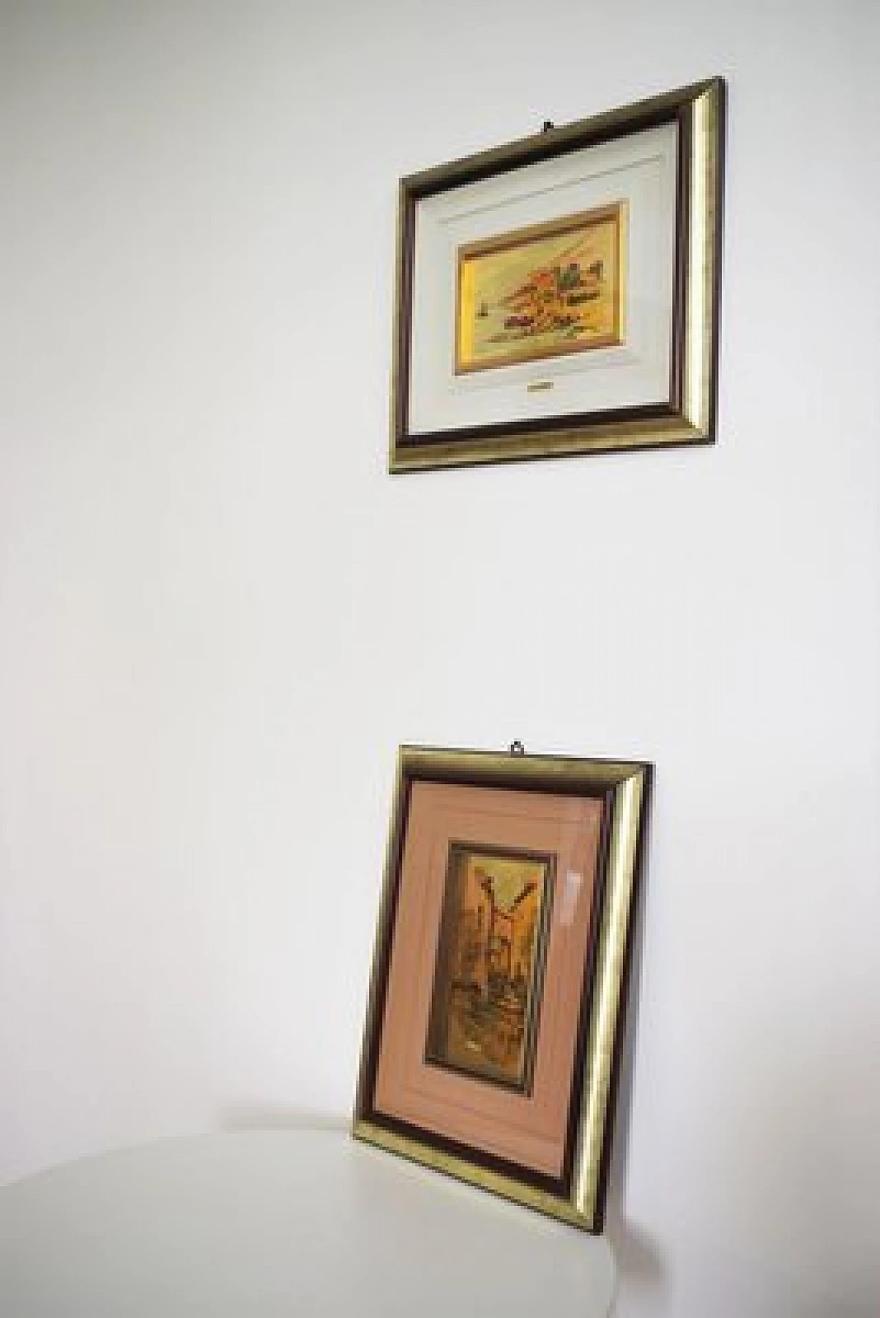 Pair of paintings on gold leaf by R. Pighetti, 1970s 1406800