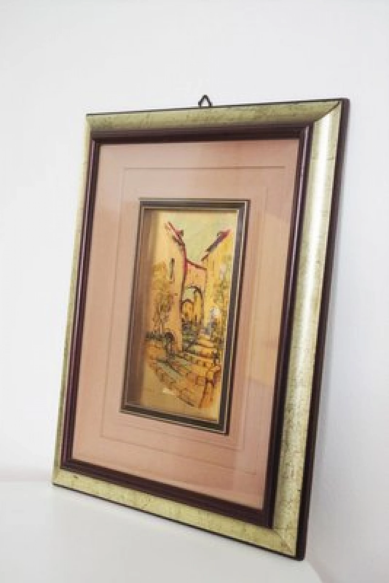 Pair of paintings on gold leaf by R. Pighetti, 1970s 1406804