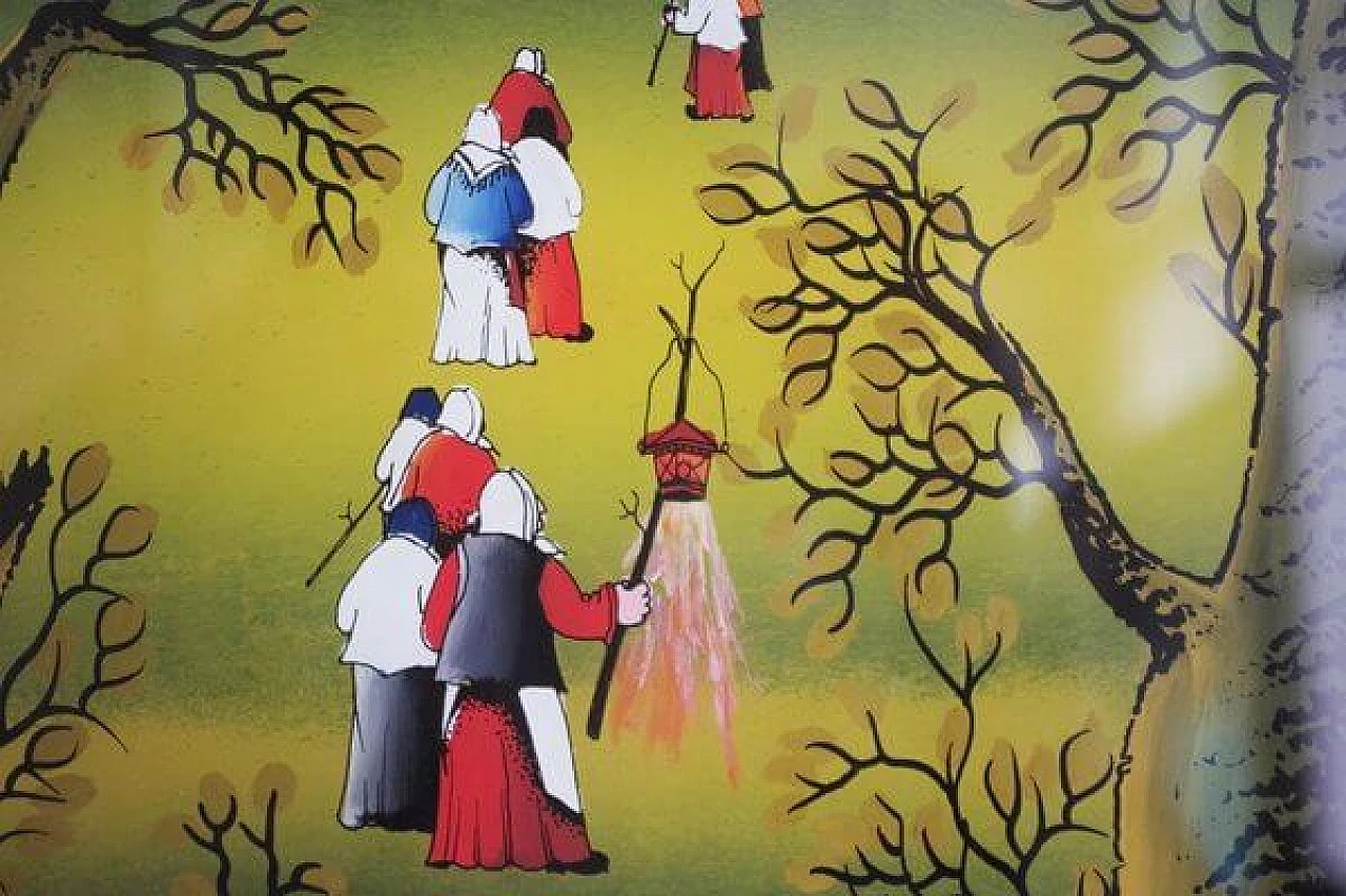 Mugosa, triptych of naive oil paintings on canvas, 1991 1406826