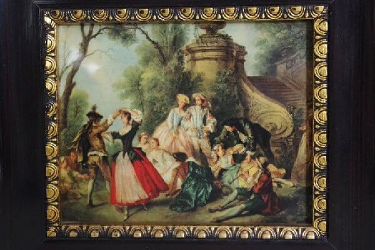 Gallant scene, painted print, 1970s 1406828