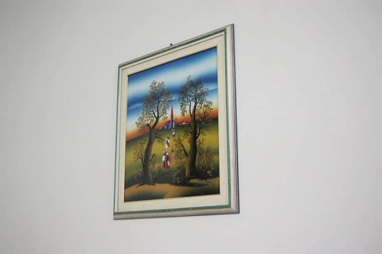 Mugosa, triptych of naive oil paintings on canvas, 1991 1406833