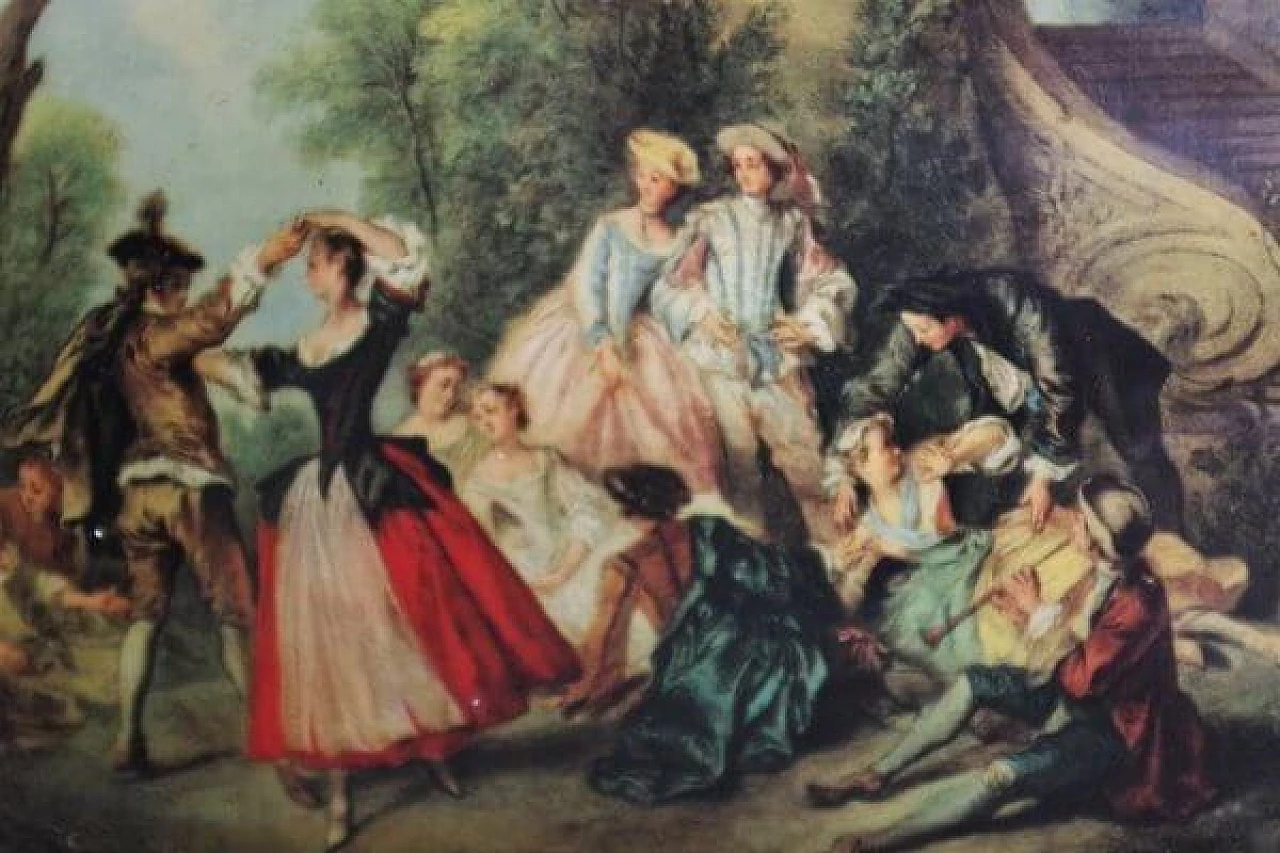 Gallant scene, painted print, 1970s 1406836