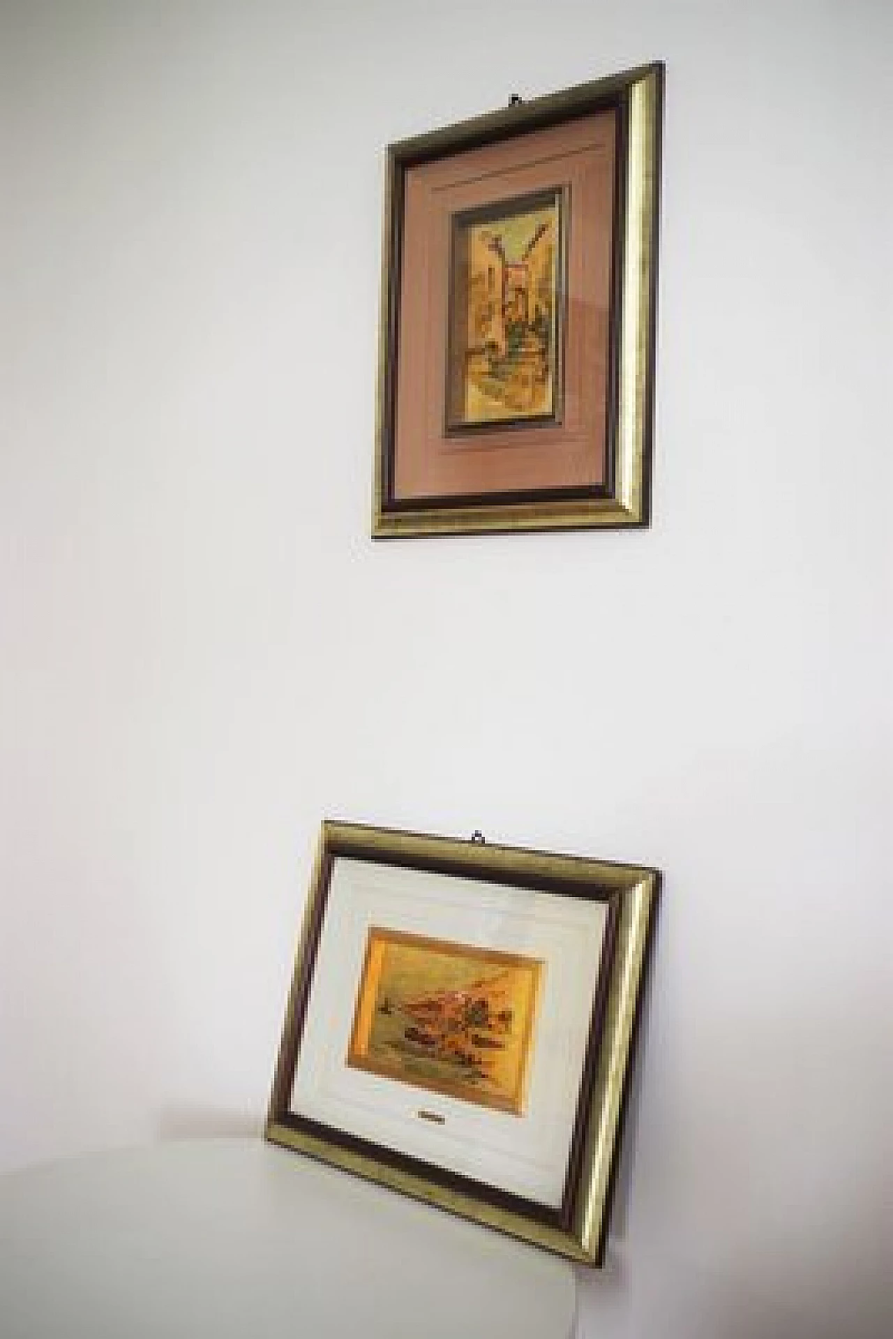 Pair of paintings on gold leaf by R. Pighetti, 1970s 1406836