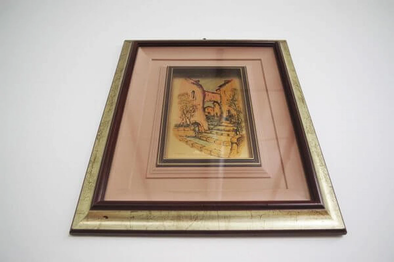 Pair of paintings on gold leaf by R. Pighetti, 1970s 1406845