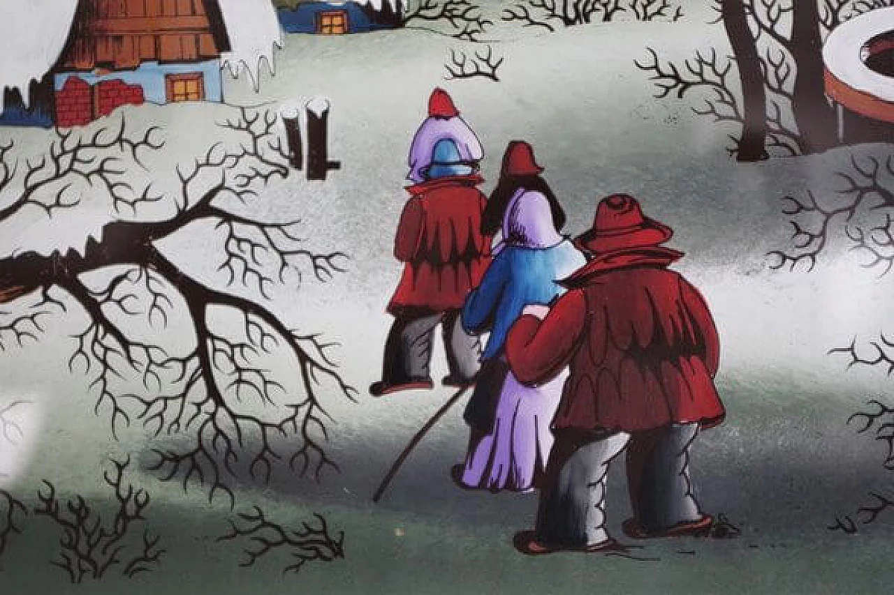 Mugosa, triptych of naive oil paintings on canvas, 1991 1406850