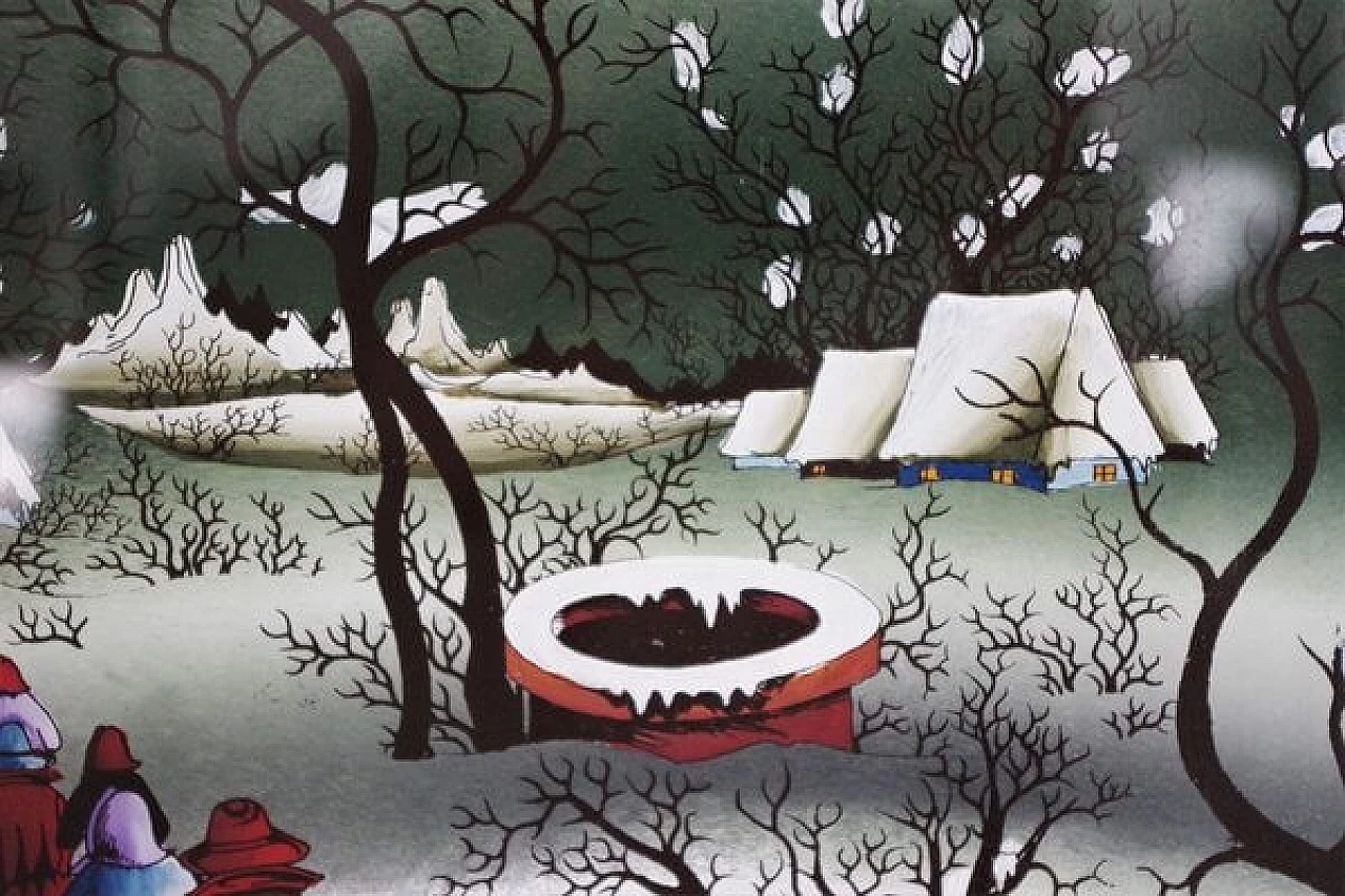 Mugosa, triptych of naive oil paintings on canvas, 1991 1406854