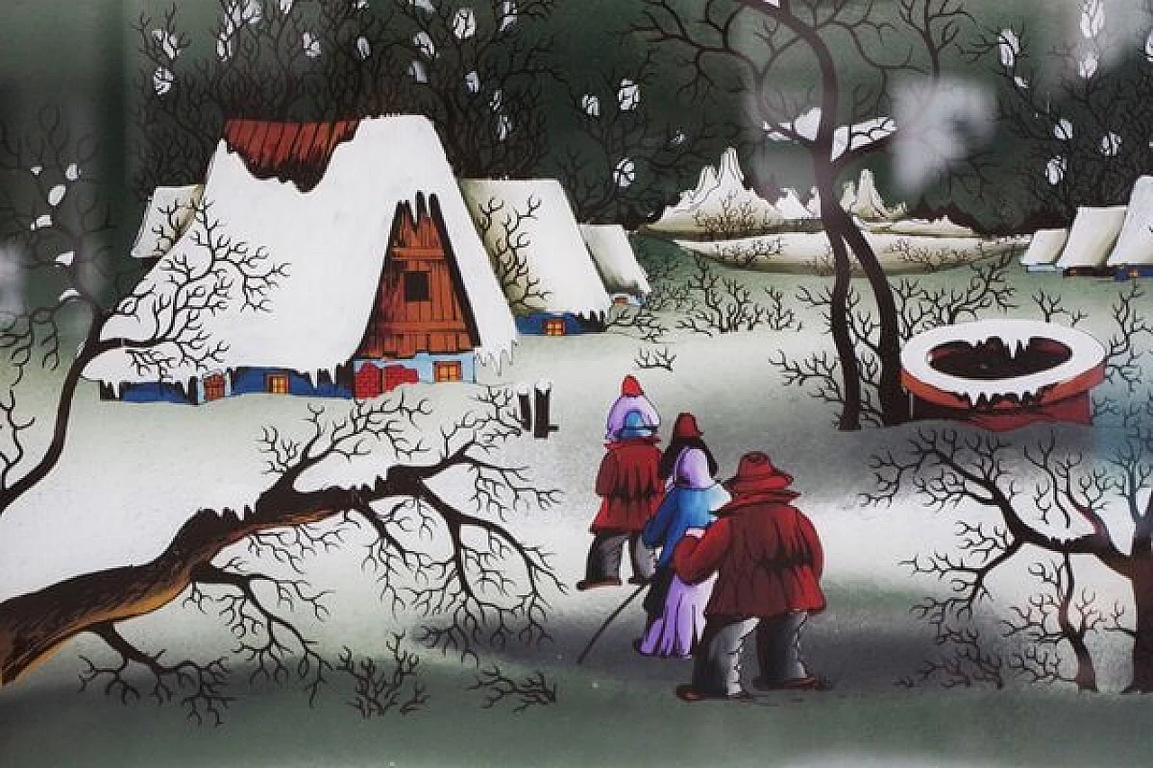 Mugosa, triptych of naive oil paintings on canvas, 1991 1406861