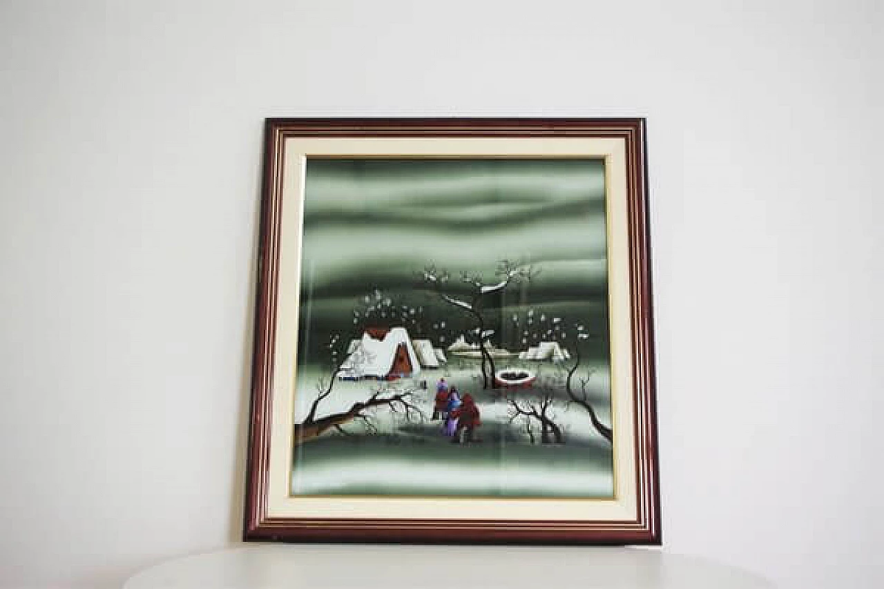 Mugosa, triptych of naive oil paintings on canvas, 1991 1406863