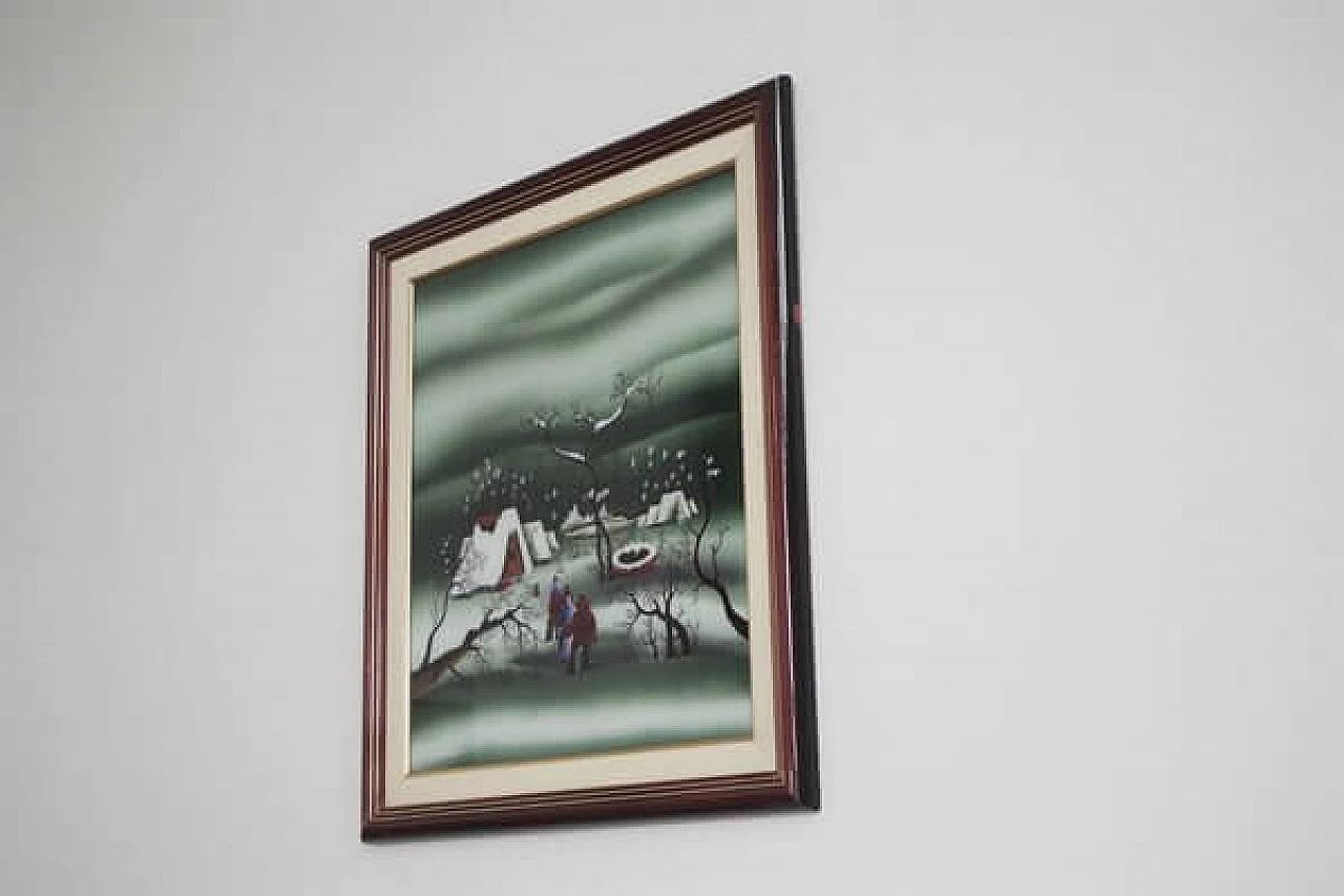 Mugosa, triptych of naive oil paintings on canvas, 1991 1406865