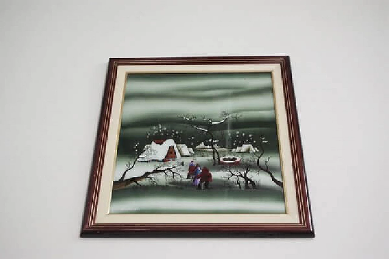 Mugosa, triptych of naive oil paintings on canvas, 1991 1406866